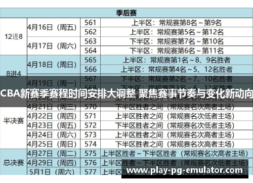 CBA新赛季赛程时间安排大调整 聚焦赛事节奏与变化新动向